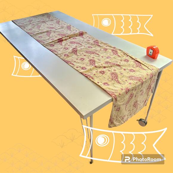 Pottery Barn Yellow Red Green Paisley 100% Cotton Table Runner 18" x 90" *READ* - Picture 1 of 7
